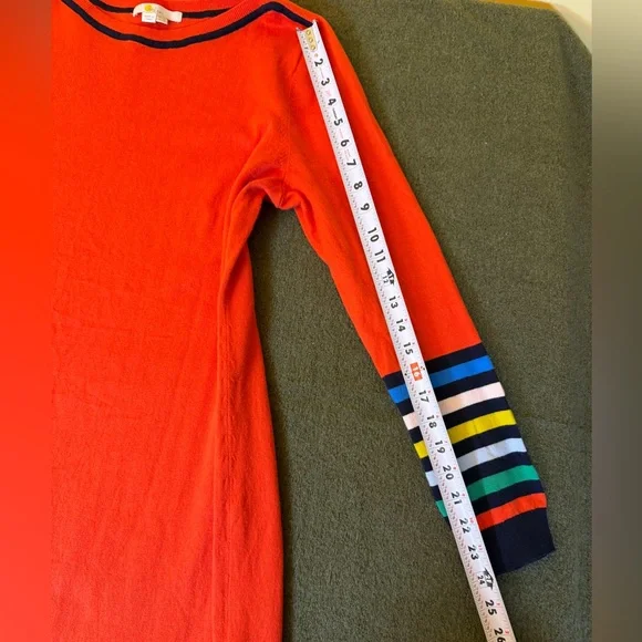 Boden Orange sweater Dress with Striped Sleeves UK 16, US 12 - Picture 12 of 14